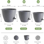 Large Self Watering Pots, 12/10/9 Plastic Planters - Image 2