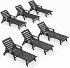 SERWALL Patio Chaise Lounge Chair Set of 6, 5 Positions Adjustable Poly Outdoor by SERWALL