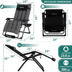 UDPATIO Oversized Zero Gravity Chair 33In XXL Patio Reclining Chair - Image 3