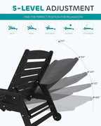 SERWALL Patio Chaise Lounge Chair Set of 6, 5 Positions Adjustable Poly Outdoor - Image 3