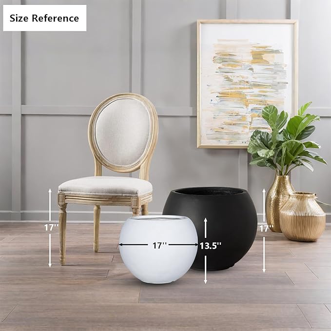 13.5 H x 17" Dia Round Fiberstone Planter - Image 4