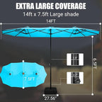 LEVELEVE 14FT Double-Sided Patio Umbrella - Image 5