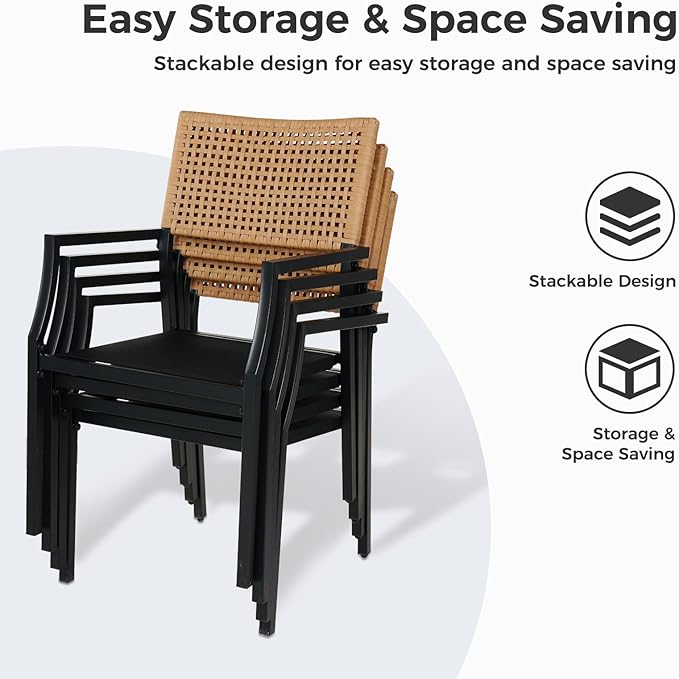 Grand Patio Outdoor Dining Chair Set of 2, 2-Piece Stackable Wicker Chairs - Image 7