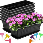 Fasmov 7 Pack 17 Inches Flower Window Box Plastic Vegetable Planters - Image 3