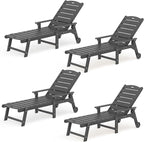 LUE BONA Outdoor Chaise Lounge Chairs Set of 4, HDPS Chaise Lounger, 5 by LUEBONA