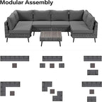 LAUSAINT HOME Outdoor Patio Furniture, 7 Piece Outdoor Sectional Sofa PE Rattan - Image 6