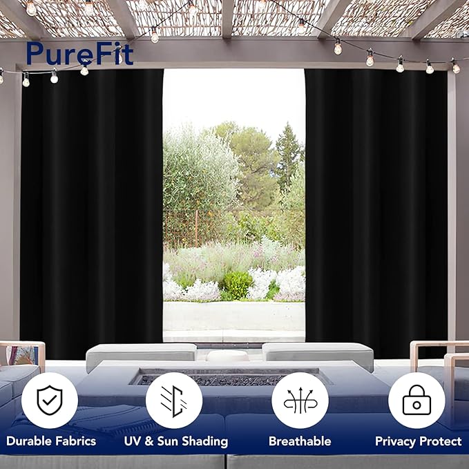 PureFit Outdoor Curtains for Patio Waterproof Weatherproof, UV Resistant - Image 3