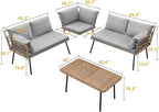 DWVO 4-Piece Outdoor Sectional Sofa Set, All-Weather Wicker L-Shaped 5-Seater - Image 3