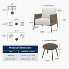 East Oak 3-Piece Patio Furniture Set | Armchairs & Coffee Table | Outdoor - Image 9