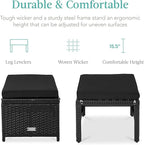 Best Choice Products Set of 2 Wicker Ottomans, Additional Seating, Side Table - Image 2
