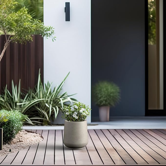 Kante 8.2" Dia Round Concrete Planter, Outdoor Indoor Large Plant Pots - Image 6