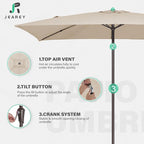 JEAREY 6.5x10 ft Rectangular Patio Umbrellas Rectangle Outdoor Umbrella - Image 7