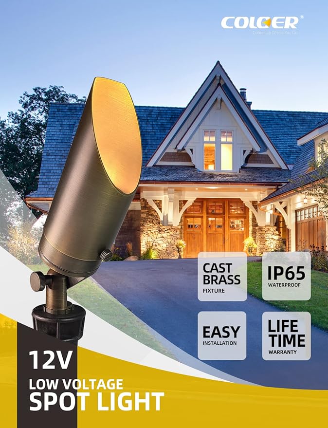 COLOER Brass Landscape Spotlights, 6 Pack Spotlight Fixture Outdoor - Image 2