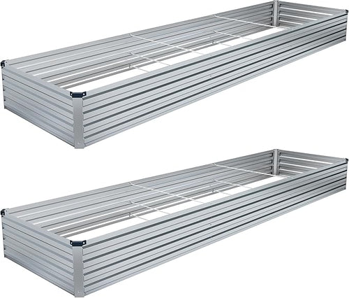 2PCS 12x4x1FT Galvanized Raised Garden Bed Kit, Vegetable Boxes-Rectangle Metal by DIIYIV