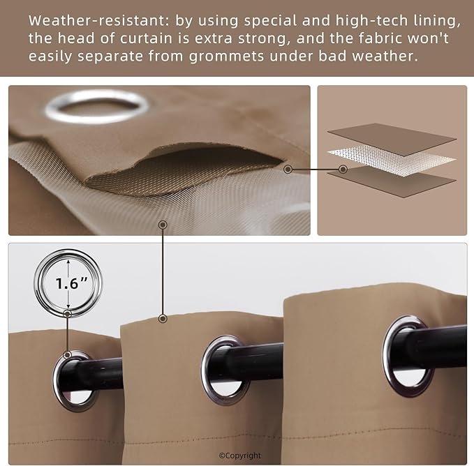 Waterproof Outdoor Curtain W52 x L84 - Image 3