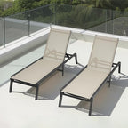 VEVOR Outdoor Chaise Lounge Chair Set of 2, 400 lbs Weight Capacity, Foldable - Image 2