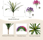 Artificial Flowers for Outdoors Fake Plants Outside, 12 Bundles Silk Morning - Image 2