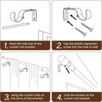 1” Diameter Curtain Rods Itself is 30 to 90 inch 1 Pack Fit 30-84 inch Window - Image 5