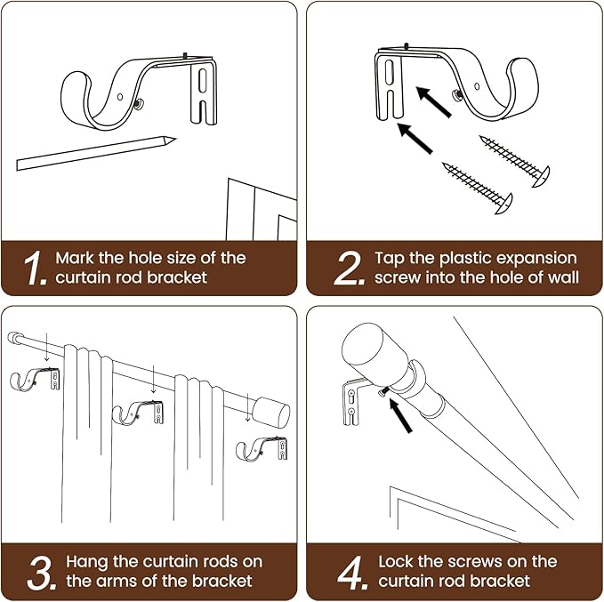 1” Diameter Curtain Rods Itself is 30 to 240 inch 1 Pack Fit 30-234 inch Window - Image 5