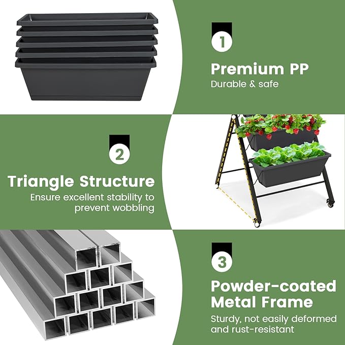 Giantex Vertical Raised Garden Bed on Wheels, Elevated Planter Raised Beds - Image 4