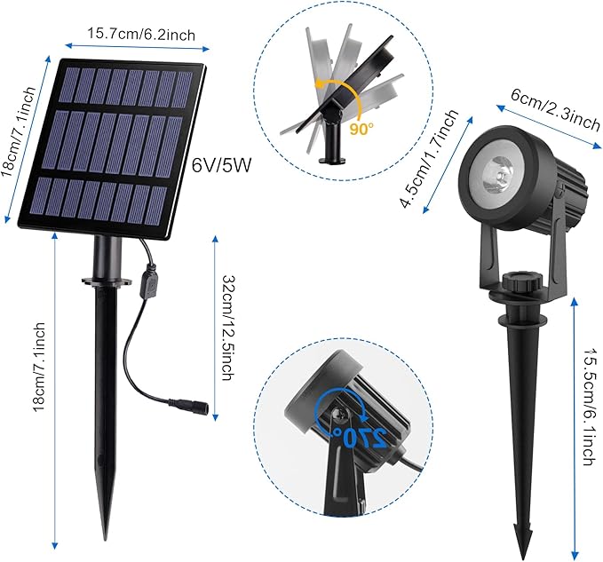 Solar Spot Lights Outdoor, Dusk to Dawn Landscape Spotlights IP65 Waterproof - Image 5