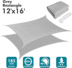 KANAGAWA Sun Shade Sail 12'x16' Gray Rectangle UV Block Canopy Awning Shelter - Image 2