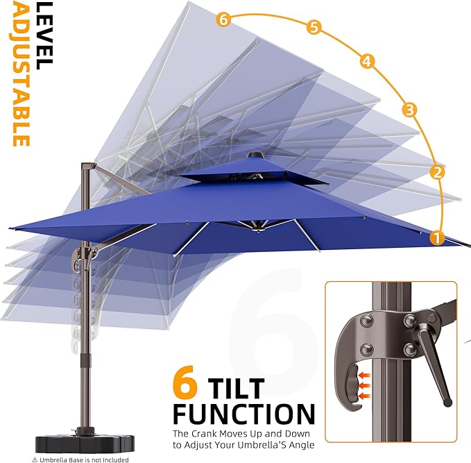 10' X 13' Outdoor Patio Umbrella Large Rectangle Cantilever Umbrella Heavy Duty - Image 6