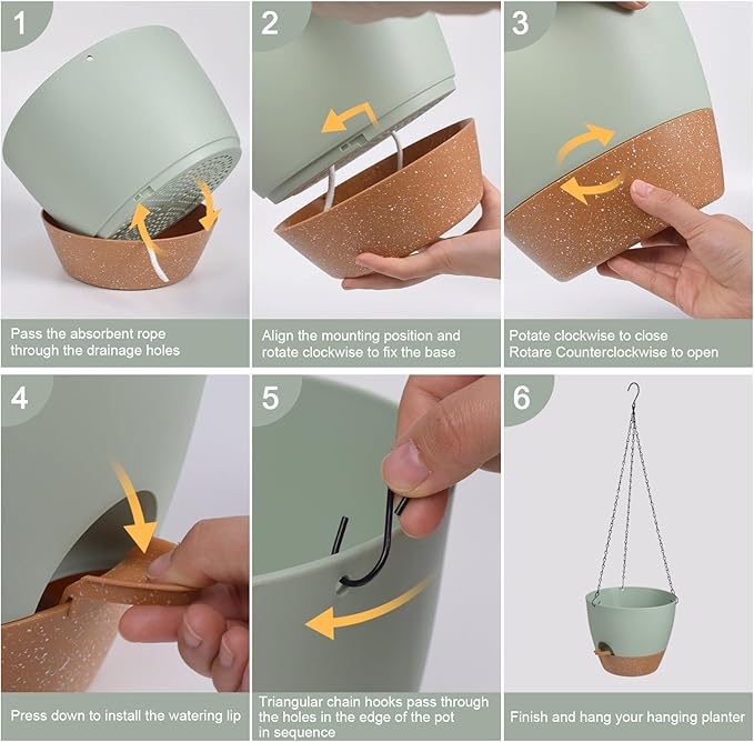 Hanging Planters for Indoor Outdoor Plants, 1 Set Self Watering Hanging Pot - Image 4