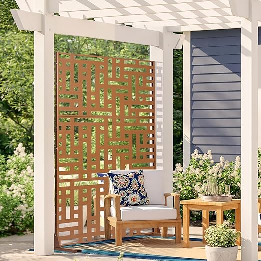 VEVOR Metal Privacy Screen, Outdoor Privacy Screens 3-Panel, Freestanding - Image 8