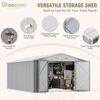 Greesum 10×14 FT Outdoor Storage Shed, Metal Storaged Sheds Without Floor - Image 3