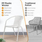 VINGLI PE Rattan Outdoor Dining Chairs Set of 2, Plastic Stackable Patio Chairs - Image 6