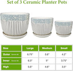 Ceramic Plant Pots Set of 3, 6.75/5.6/4.2 inch Planters - Image 2