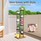 LASZOLA Black 7 Tier Plant Stand Indoor Heavy Duty Metal Planter Flower Holder - Image 9