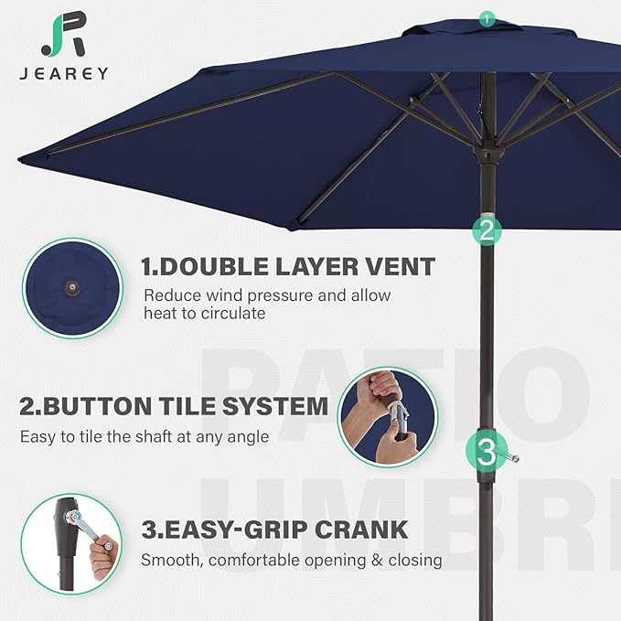 JEAREY 7.5FT Patio Umbrella Outdoor Market Umbrella - Image 3