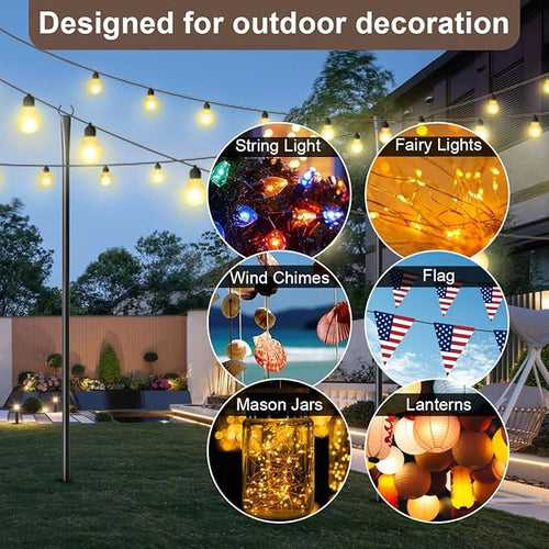 4 Pack String Light Poles for Outdoor, Metal Light Hanging Pole Outside - Image 2
