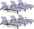 Chaise Lounge Chairs Outdoor Set of 6, Comfy Outside Wicker Patio Pool Lounge by ZZWHOM