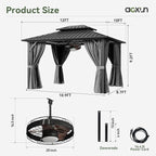 Aoxun 10'x12' Hardtop Gazebo, Aluminum Frame Canopy - Image 7
