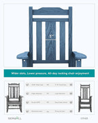 SERWALL Outdoor Rocking Chair Blue Set of 8, All Weather Patio Rocking Chair - Image 5