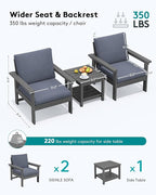 SERWALL HDPE Patio Sofa Set, 3-piece Sectional Outdoor Furniture Set, All - Image 2