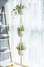 Mkono Macrame Plant Hanger 3 Tier Indoor Outdoor Hanging Planter Basket Cotton - Image 3