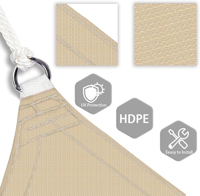 Patio Paradise 26' x 26' x 26' Sun Shade Sail Triangle Canopy Shade Cloth - Image 3