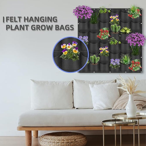 36 Pockets Hanging Planter Bags, Hanging Vertical Wall Mounted Plant Planting - Image 2