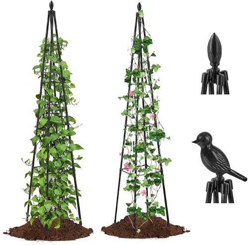 2 Pack Garden Trellis for Climbing Plants Outdoor, 63inch Tall Rustproof Metal by AlisisFores