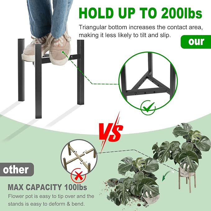 Airpark Plant Stand Indoor Adjustable, Metal Modern Plant Stands, Heavy Duty - Image 9