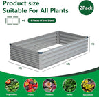 Vengarus 6x3x1FT Galvanized Raised Garden Bed Kit, Outdoor Metal Planter Box - Image 2