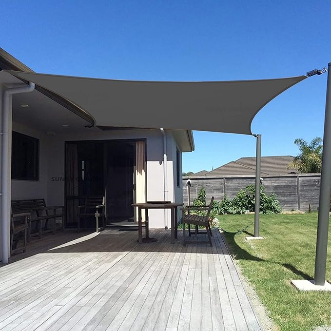 SUNNY GUARD Sun Shade Sail 12'x16' Rectangle Graphite Grey UV Block Sunshade by SUNNYGUARD
