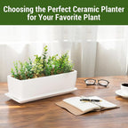 MyGift 14 Inch Ceramic Indoor Plant Pot - Image 2