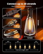 VIPAR Outdoor String Lights 60FT LED Patio Lights LED Waterproof - Image 8