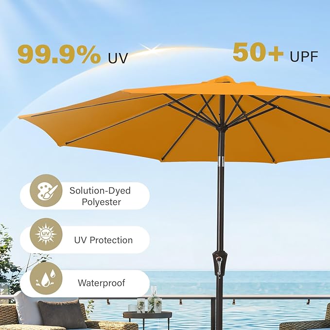 MEWAY 9ft Patio Umbrella Outdoor Table Umbrellas - Image 6
