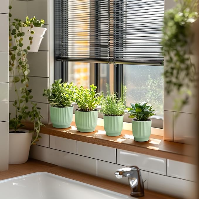 T4U 7 Inch Self Watering Pots for Indoor Plants, 4 Pack Plant Pots, Self - Image 9